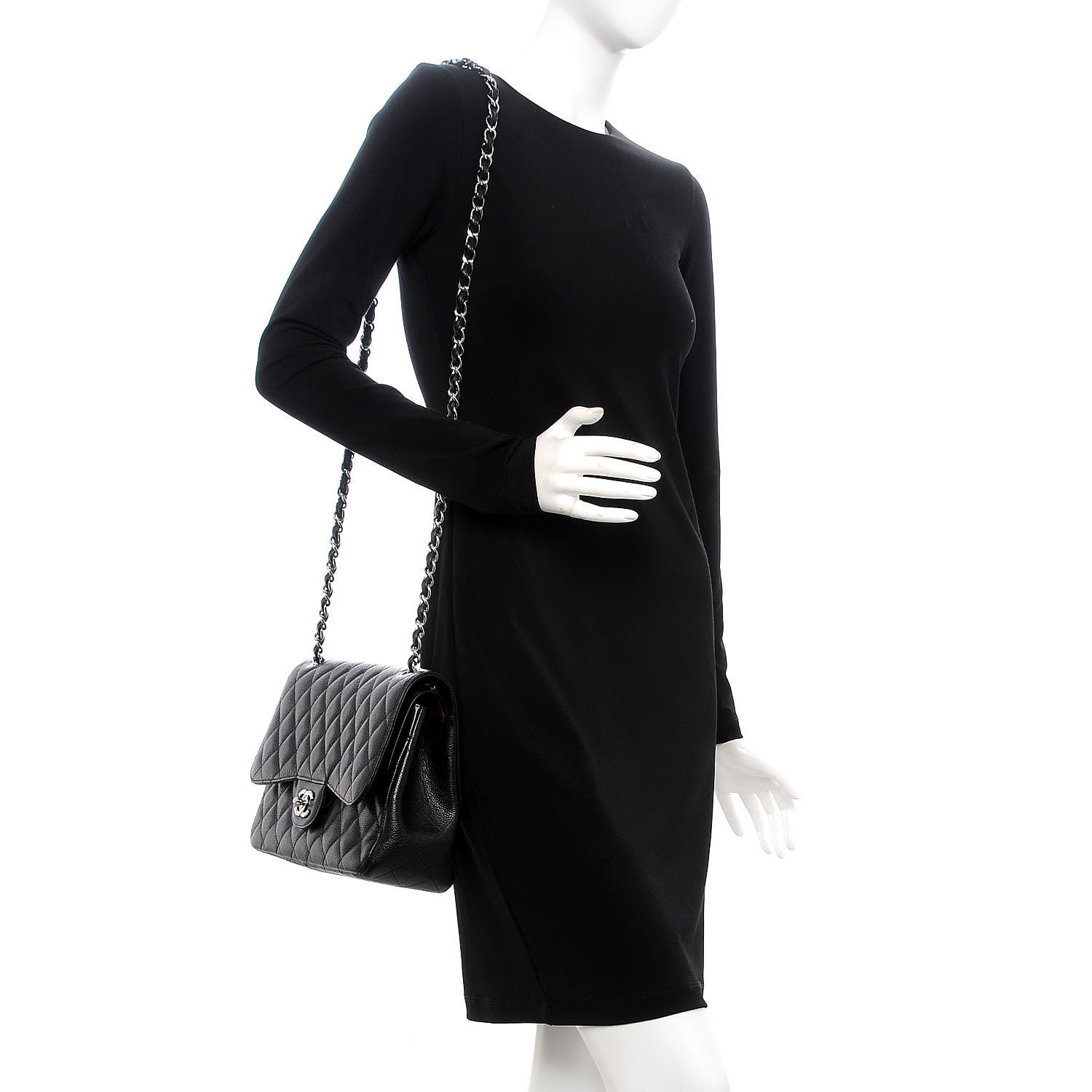 Chanel Caviar Quilted Jumbo Double Flap Black 2 of 8