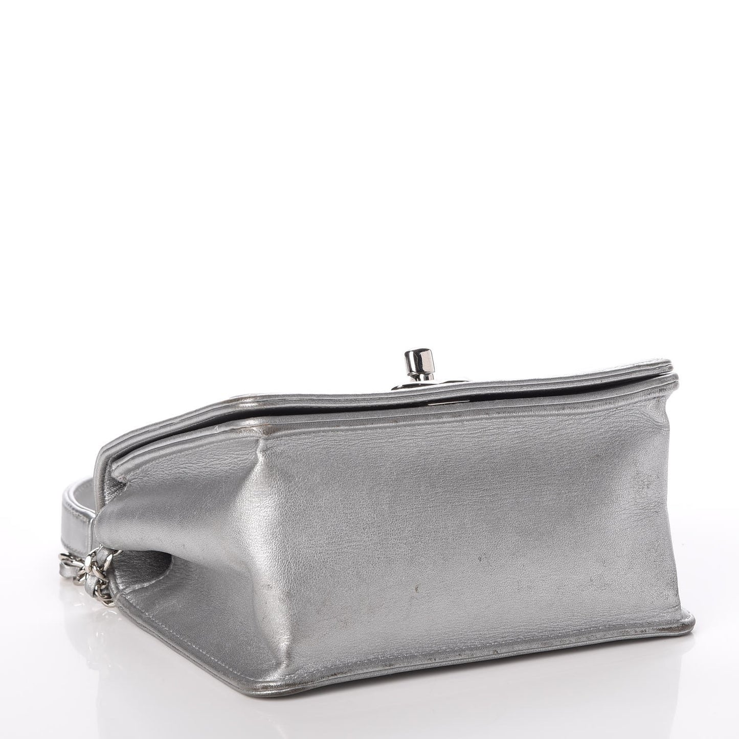 Metallic Calfskin Mini Propeller Flap Silver