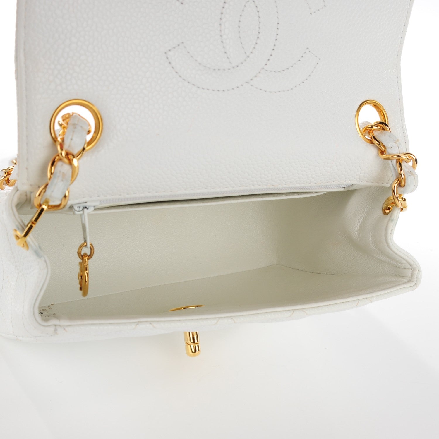 Chanel Caviar Quilted Mini Square Flap White 6 of 10