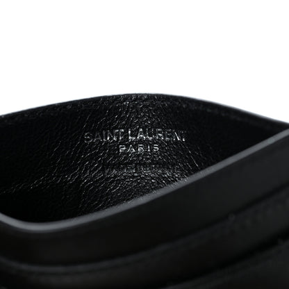 Saint Laurent Calfskin Heart Embossed Card Case Black 6 of 7