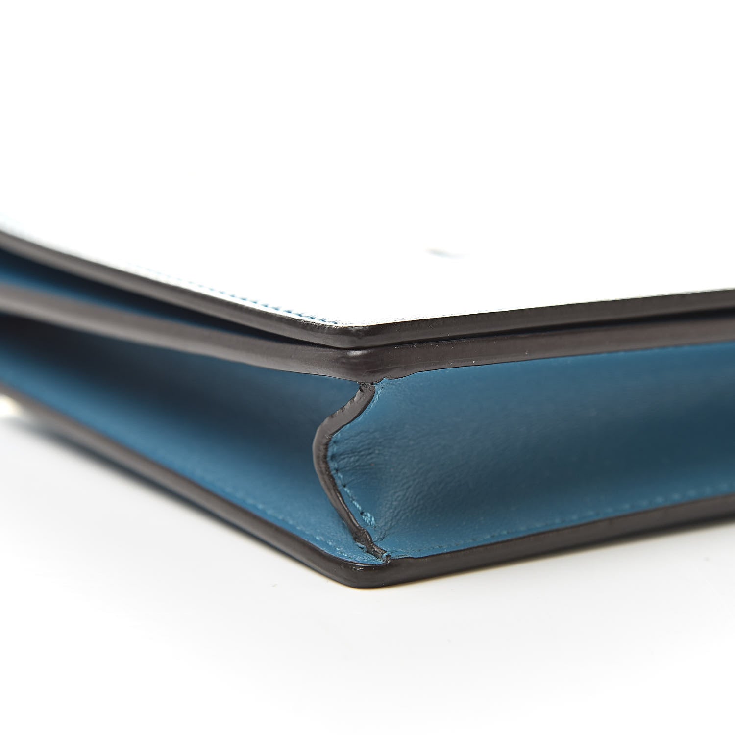 Celine Smooth Lambskin Frame Evening Chain Clutch Turchese Liquorice 10 of 14