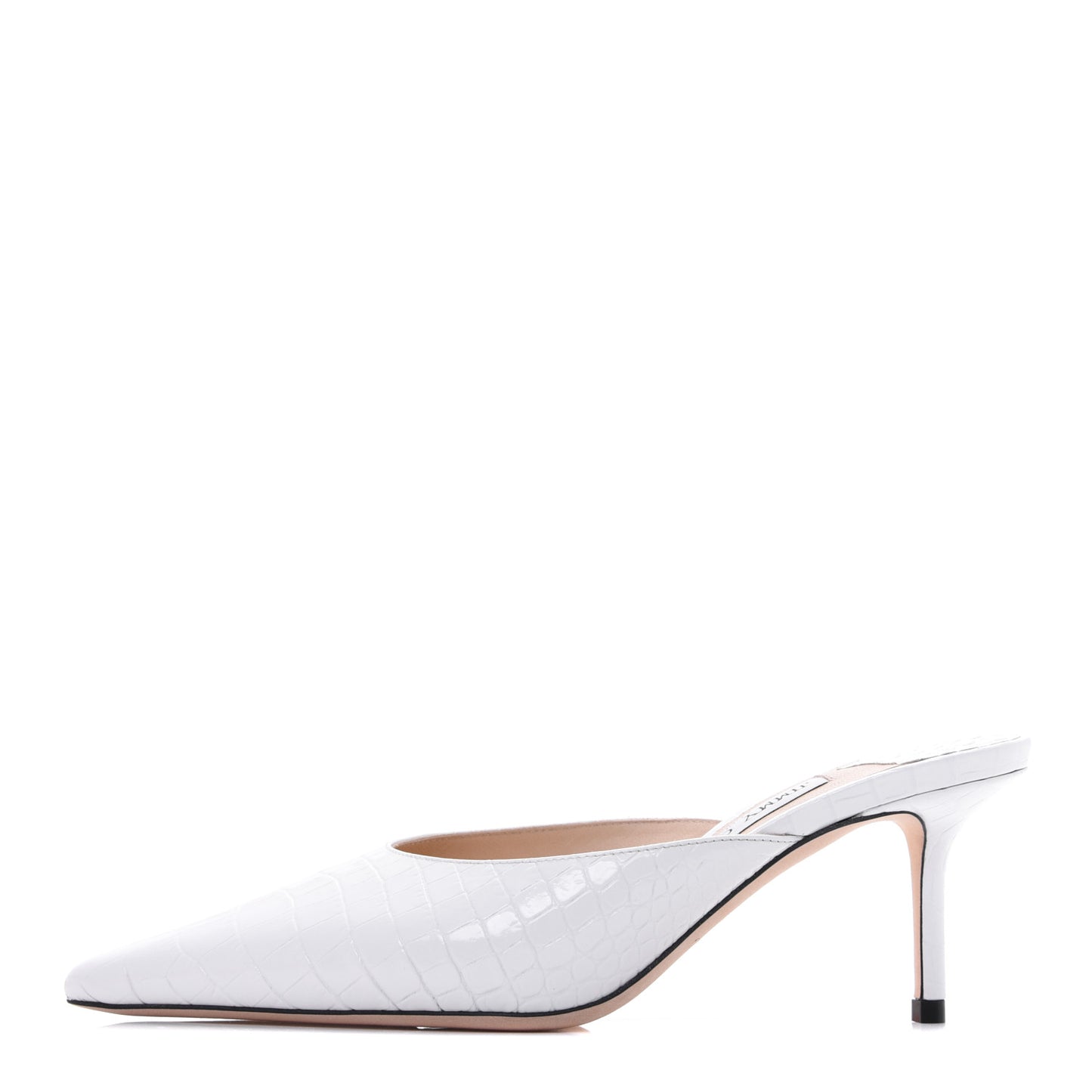 Calfskin Crocodile Embossed Rav 65 Mule Pumps 38 Latte