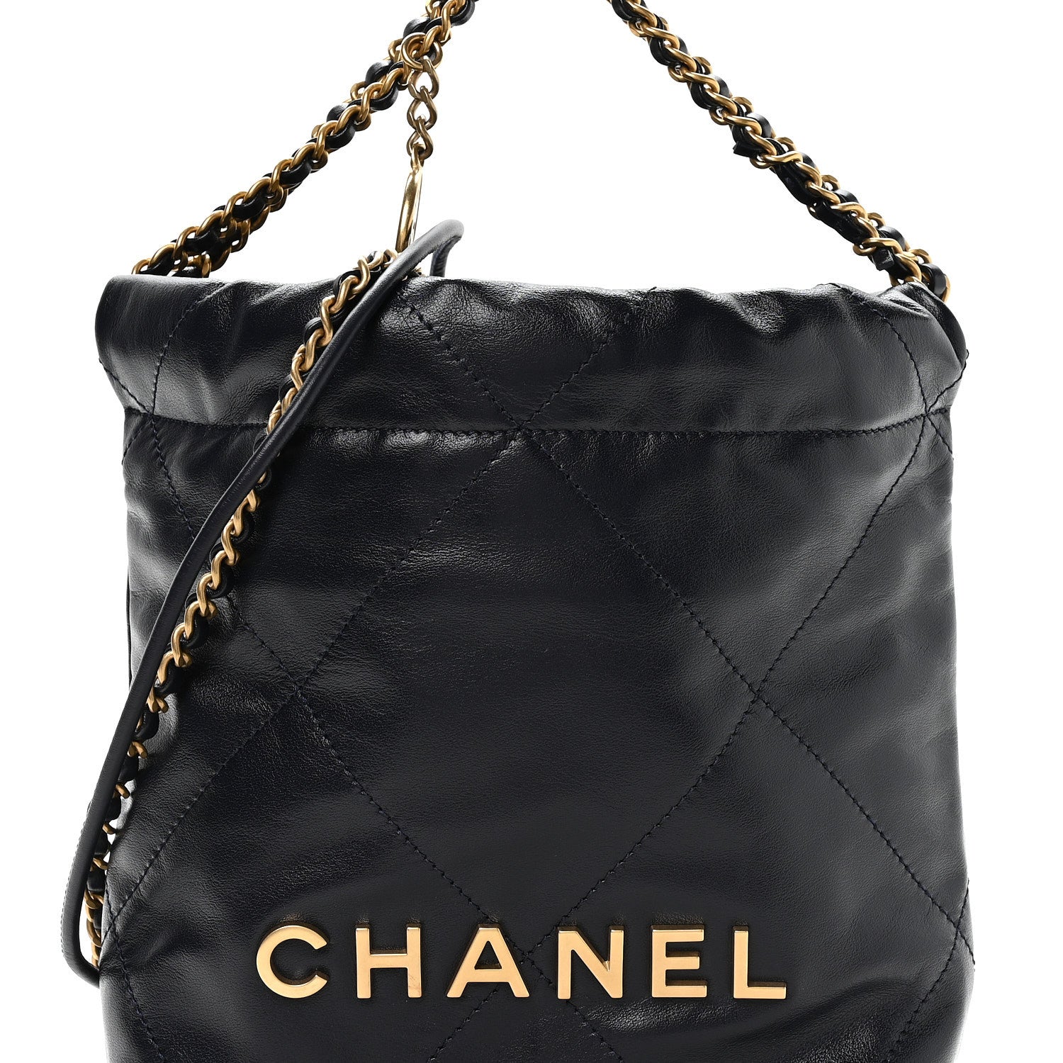 Chanel Shiny Calfskin Quilted Mini Chanel 22 Navy Blue 7 of 10
