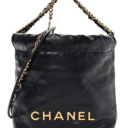 Chanel Shiny Calfskin Quilted Mini Chanel 22 Navy Blue 7 of 10