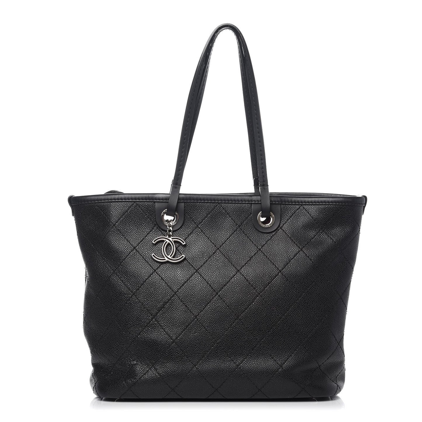 Grained Calfskin Shopping Fever Tote Black