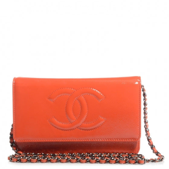 Patent Caviar Timeless Wallet On Chain WOC Orange