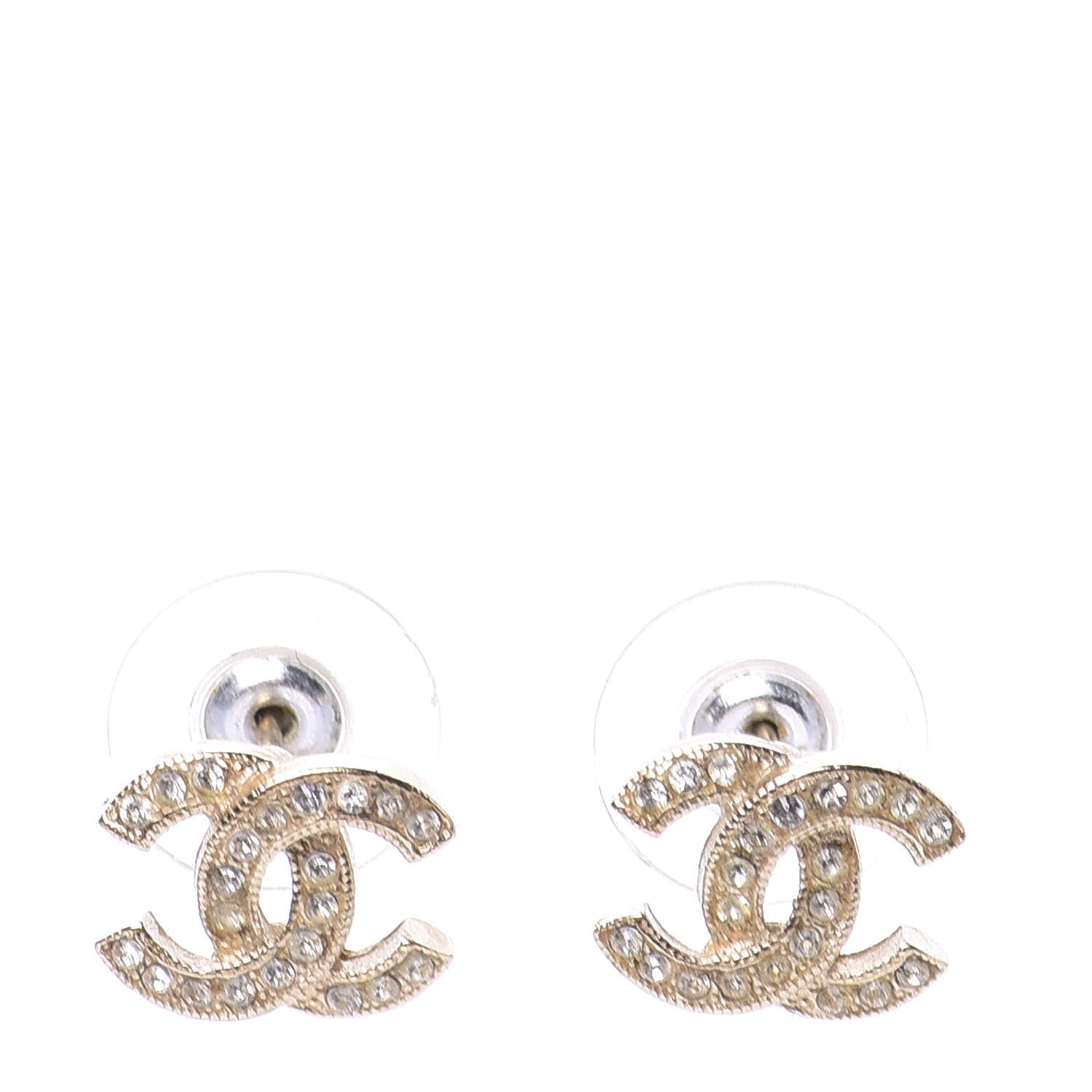 Chanel Crystal CC Earrings Gold 1 of 4