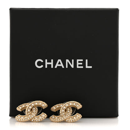Chanel Crystal Timeless CC Earrings Light Gold 5 of 5