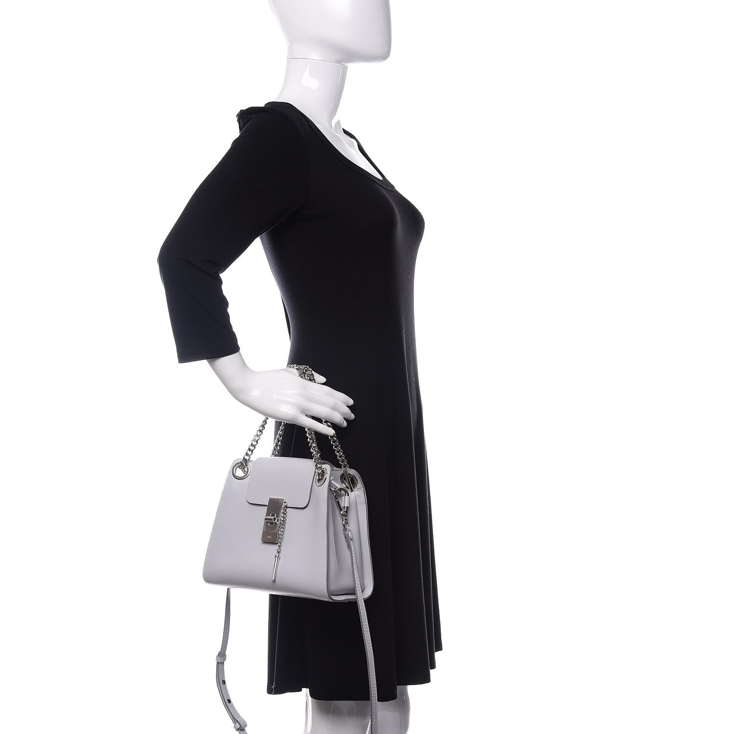 Chloe Shiny Calfskin Mini Annie Shoulder Bag Airy Grey 3 of 11