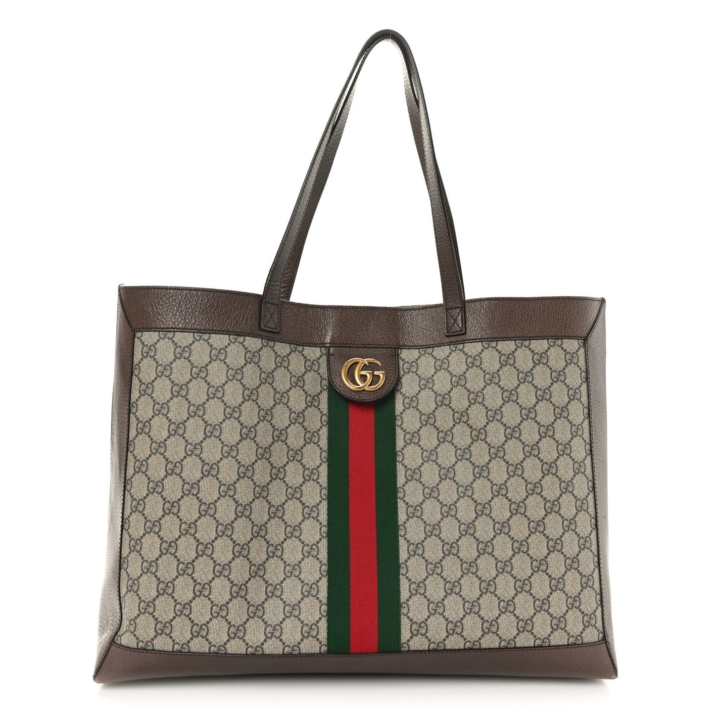 GG Supreme Monogram Web Ophidia Tote Brown