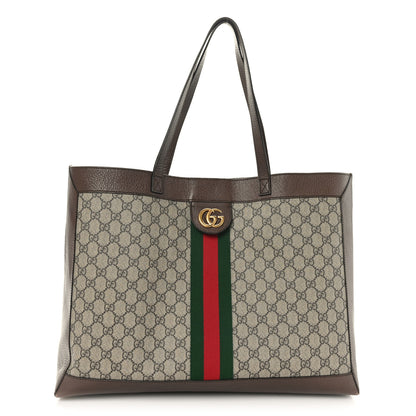 Gucci GG Supreme Monogram Web Ophidia Tote Brown 1 of 8
