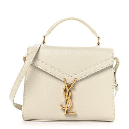 Saint Laurent Grain de Poudre Mini Classic Monogram Cassandra Top Handle Vintage White 1 of 10