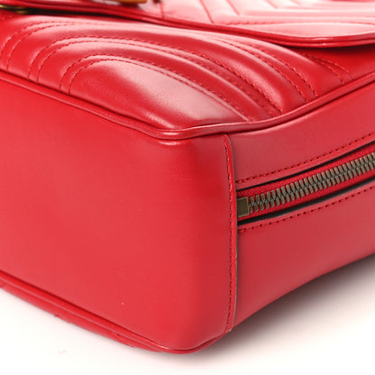 Gucci Calfskin Matelasse Sylvie Web Small GG Marmont Top Handle Shoulder Bag Hibiscus Red 9 of 13