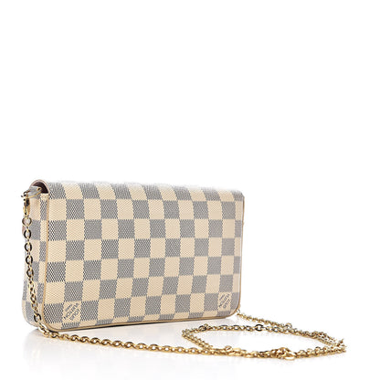 Louis Vuitton Damier Azur Pochette Felicie Chain Wallet Rose Ballerine 3 of 12
