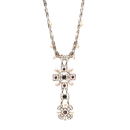 Chanel Metal Resin Bead Pearl CC Short Pendant Necklace Gold Multicolor 1 of 5