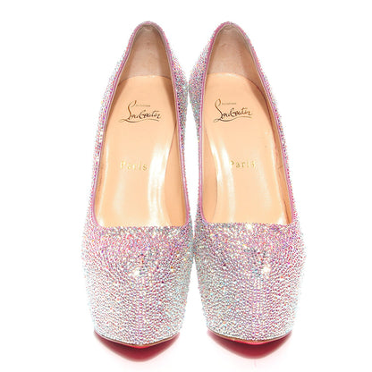 Christian Louboutin Crystal Suede Burma Daffodile Strass 160 Pumps 39 Aurora Boreale 2 of 6