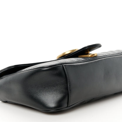 Gucci Calfskin Matelasse Small GG Marmont Shoulder Bag Black 10 of 11