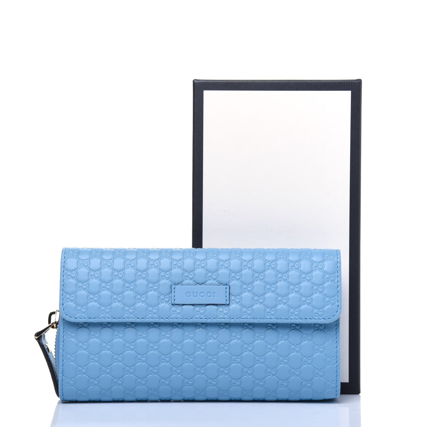 Soft Microguccissima Continental Zip Wallet Mineral Blue