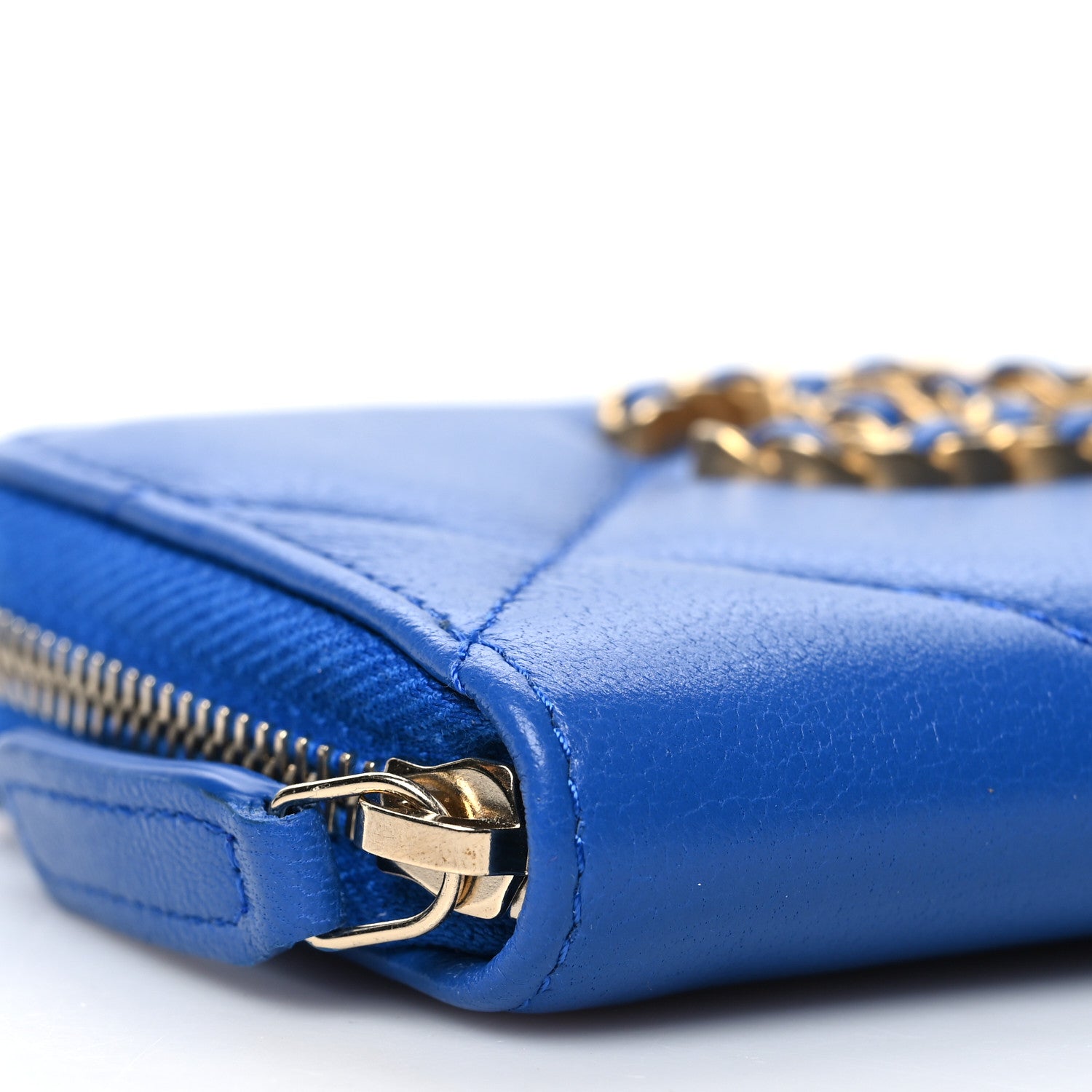 Chanel Lambskin Quilted Chanel 19 Zip Around Coin Purse Wallet Dark Blue 9 of 11