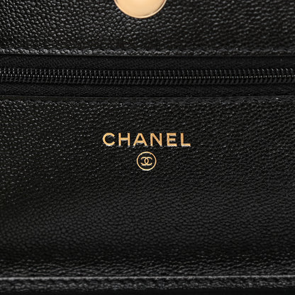 Chanel Caviar Quilted Beaded CC Wallet On Chain WOC Black 6 of 12