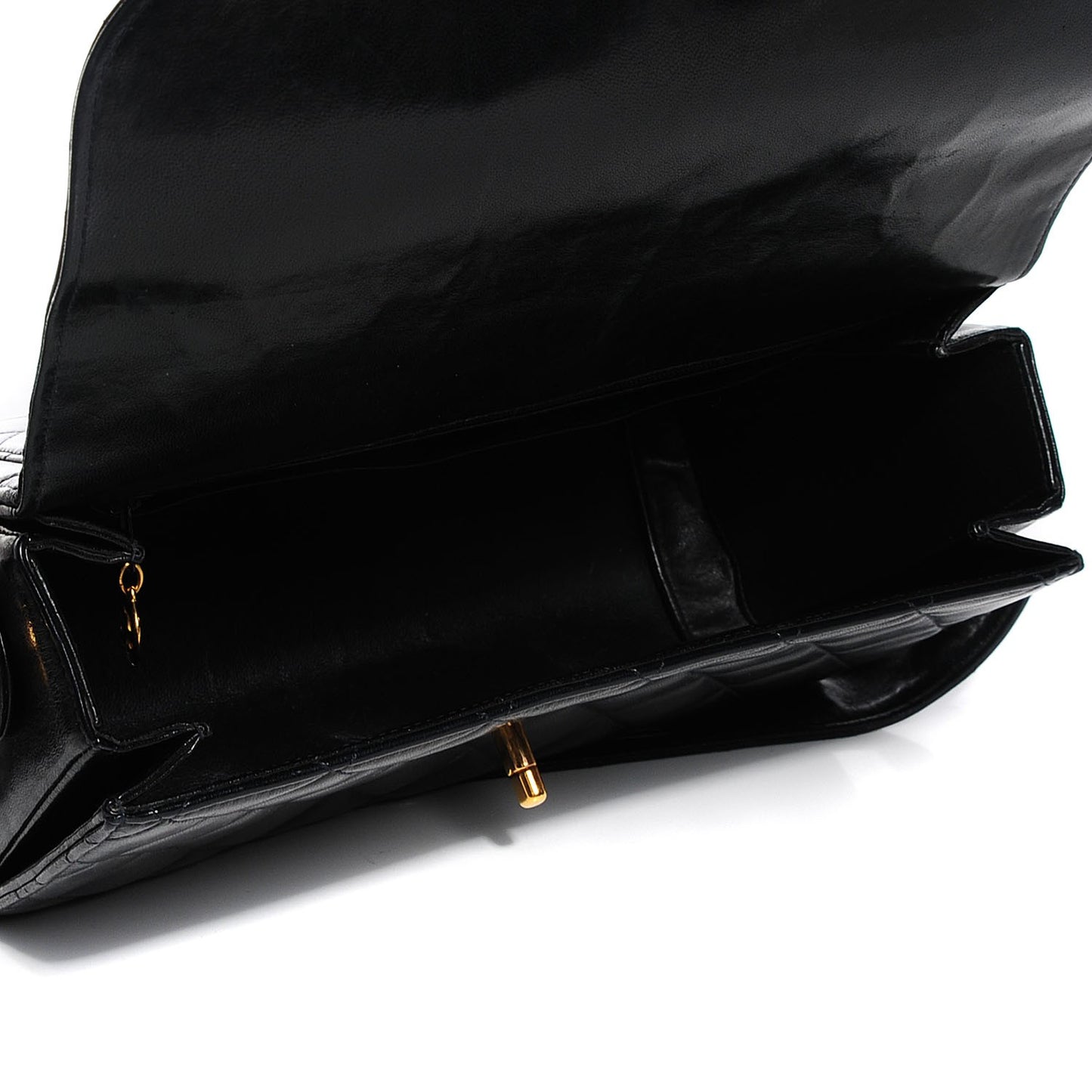 Lambskin Quilted Flap Shoulder Bag Black