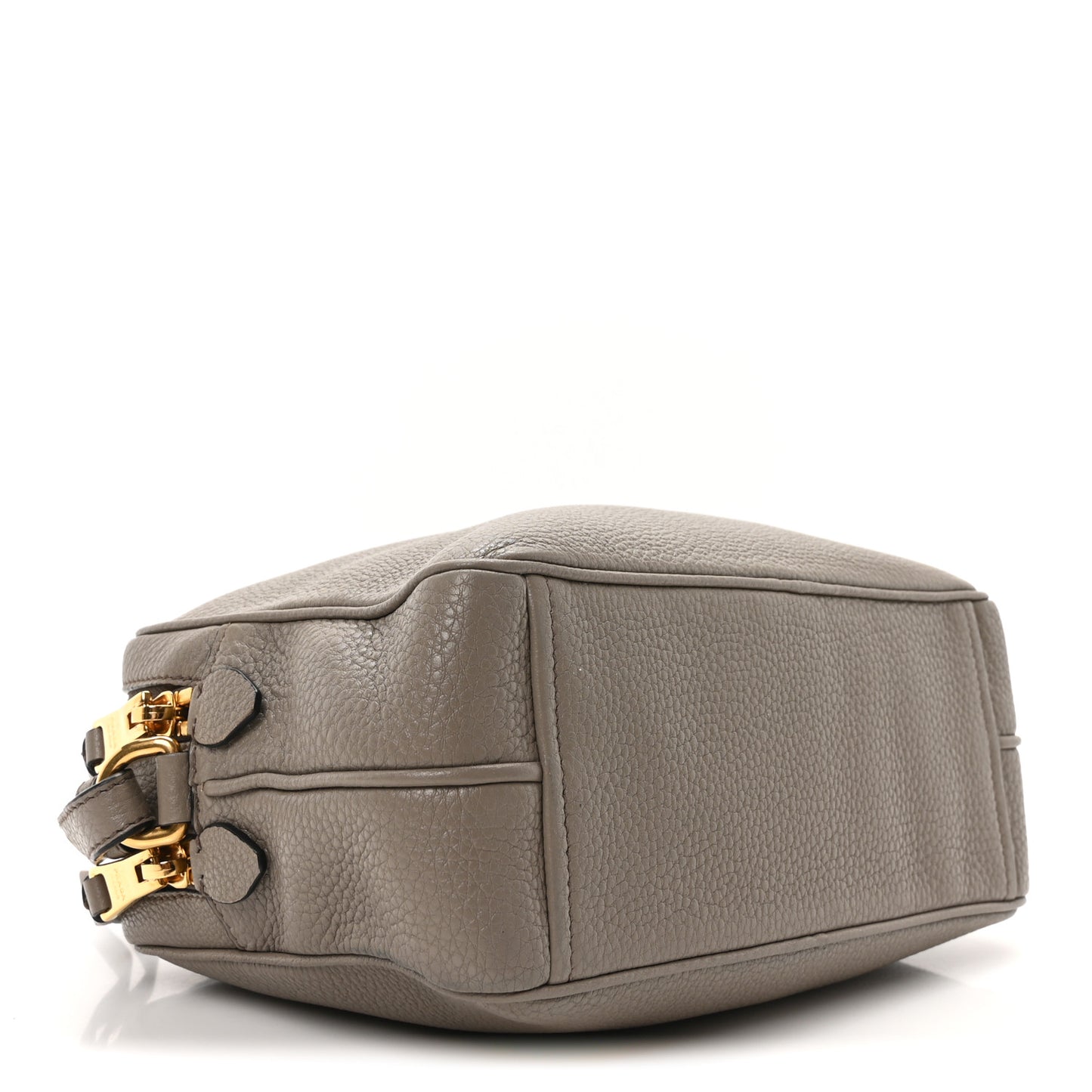 Vitello Daino Medium Double Zip Shoulder Bag Argilla