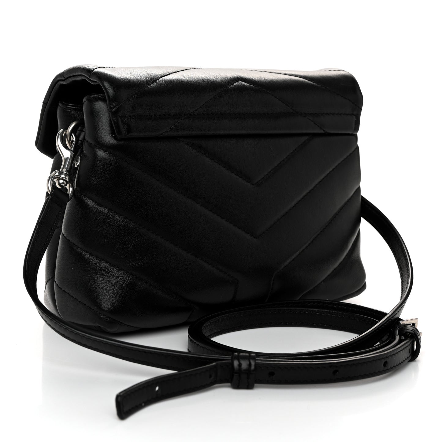 Calfskin Y Quilted Monogram Toy Loulou Crossbody Bag Black