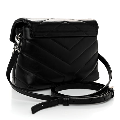 Saint Laurent Calfskin Y Quilted Monogram Toy Loulou Crossbody Bag Black 3 of 10