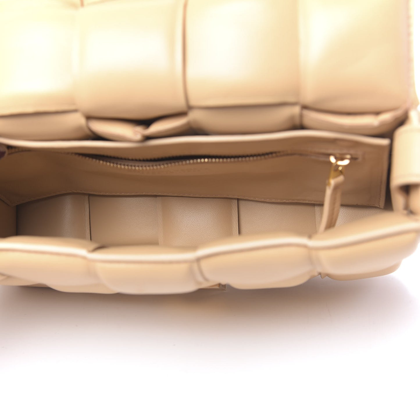 Nappa Maxi Intreccio Padded Cassette Crossbody Bag Almond