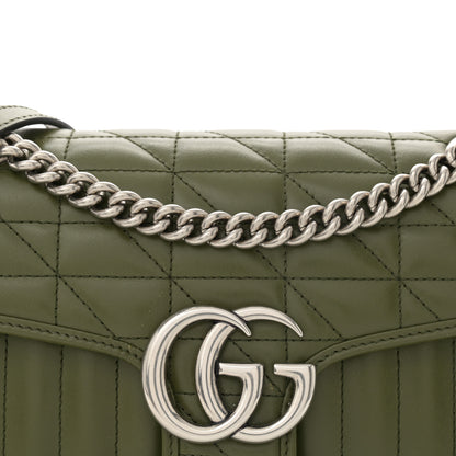 Gucci Calfskin Matelasse Aria Small GG Marmont Shoulder Bag Military Wood 8 of 10