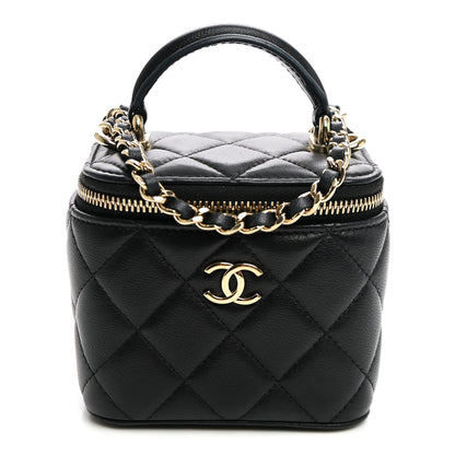 Chanel Lambskin Quilted Top Handle Mini Vanity Case With Chain Black 1 of 10