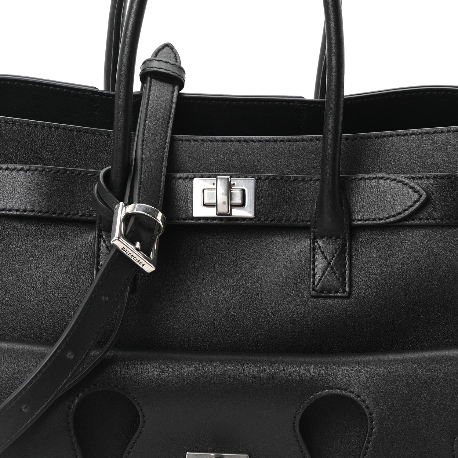 Balenciaga Smooth Calfskin Small Bel Air Carry All Bag Black 7 of 9