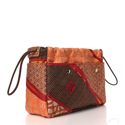 Hermes Silk Barenia Carre en Cravates Fourbi 20 PM Pouch Flamingo Pink Deer Brown 3 of 9