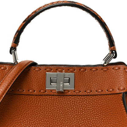 Fendi Cuoio Romano Snakeskin Selleria Mini Peekaboo Iconic Satchel Cappuccino 9 of 11