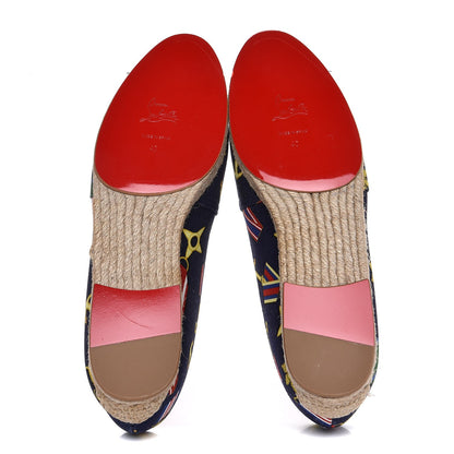 Christian Louboutin Tissu Galia Flat Espadrille 40 Navy Gold 5 of 8