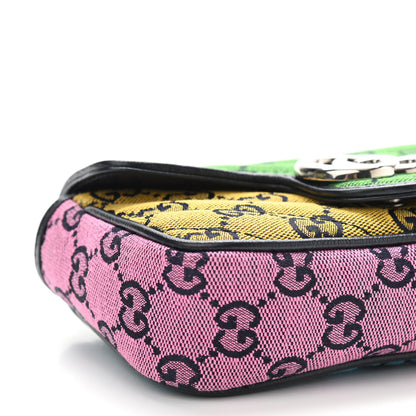 Gucci Monogram Multicolor Matelasse Diagonal Super Mini GG Marmont Shoulder Bag Green Blue Yellow Light Blue Pink 9 of 11