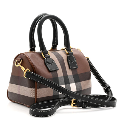 Burberry E-canvas Check Mini Bowling Bag Dark Birch Brown 3 of 9