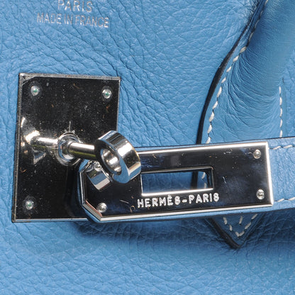 Hermes Taurillon Clemence Birkin 35 Blue Jean 7 of 11