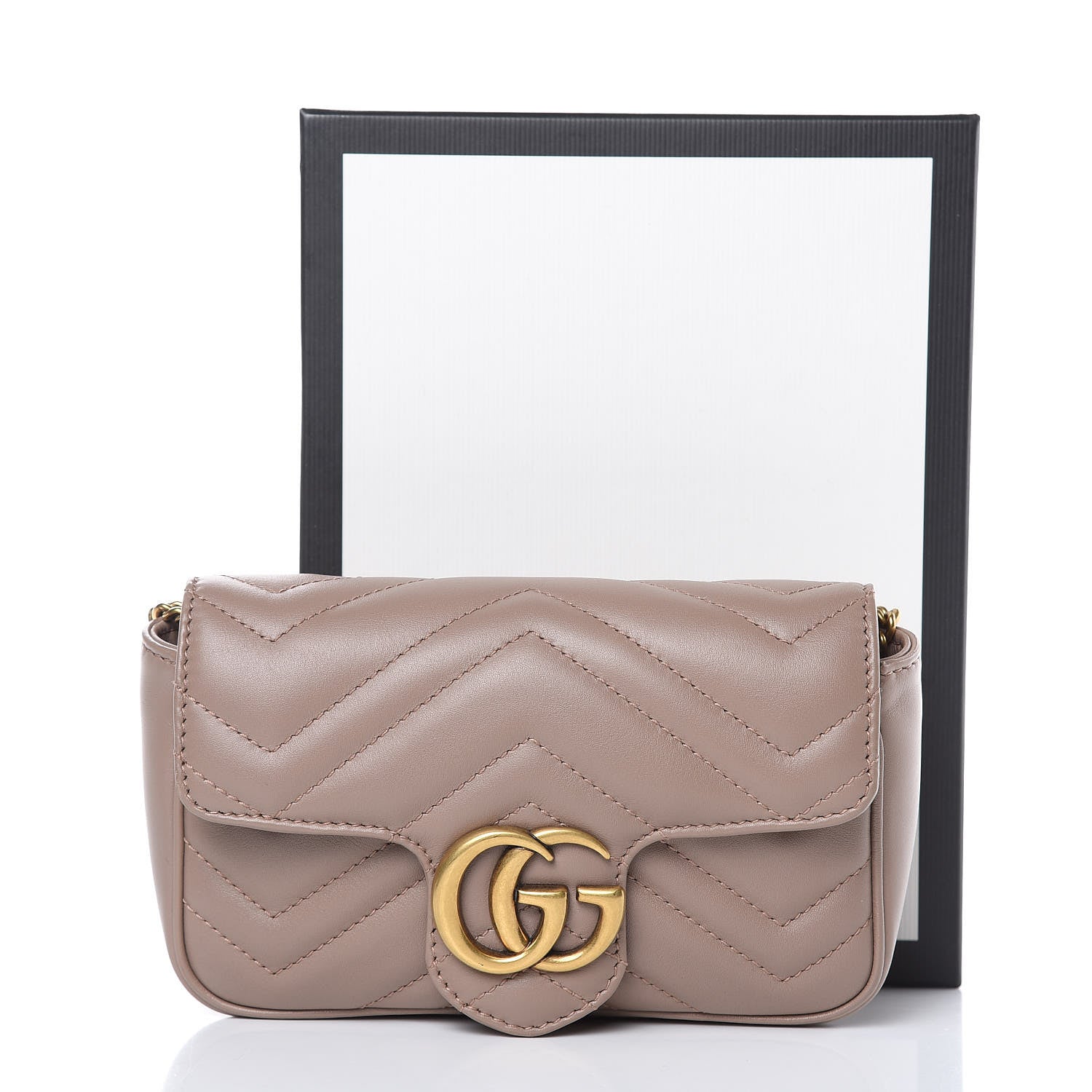 Gucci Calfskin Matelasse Super Mini GG Marmont Shoulder Bag Porcelain Rose 12 of 12