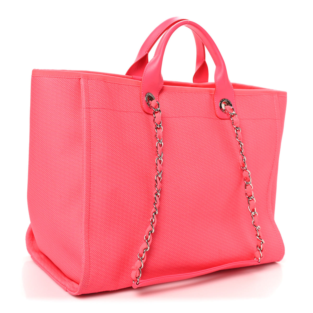 Mixed Fibers Calfskin Medium Deauville Tote Pink Orange