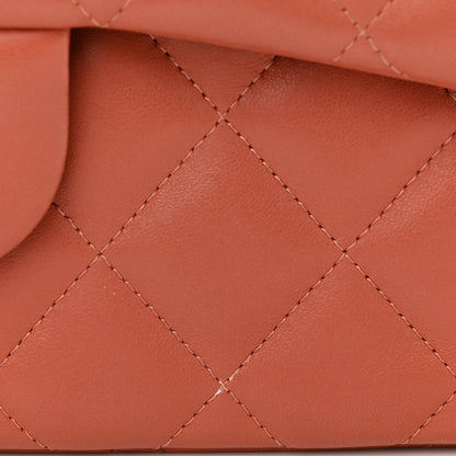 Chanel Lambskin Quilted Jumbo Double Flap Orange 13 of 14