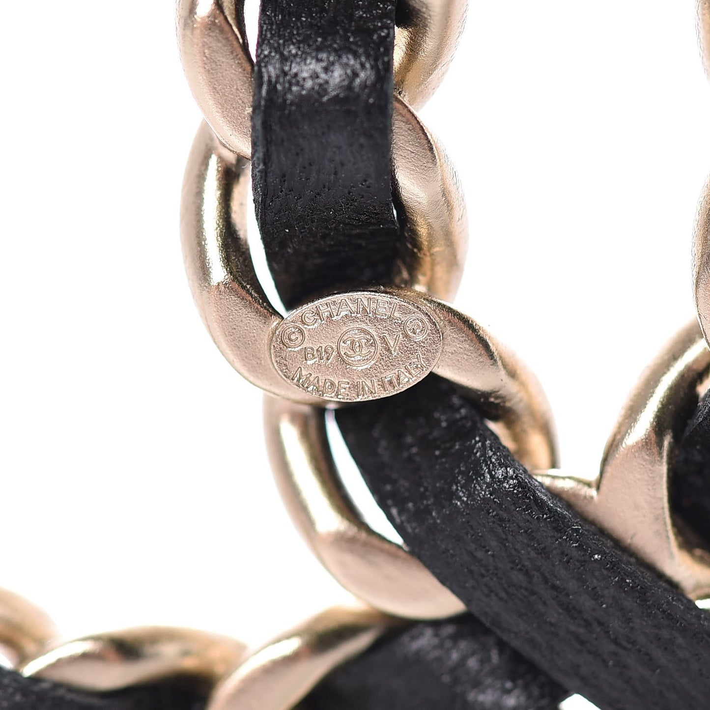 Lambskin Chain CC Brooch Black Gold