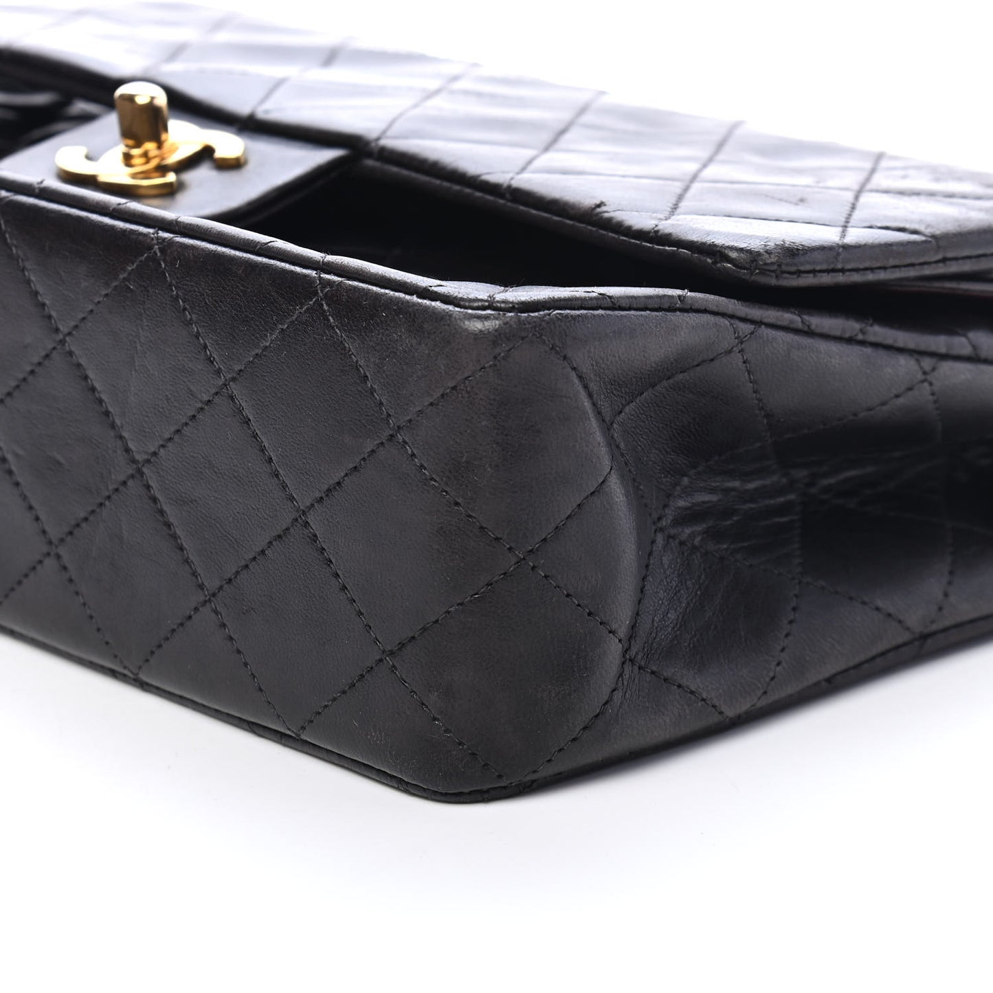 Lambskin Quilted Medium Double Flap Black