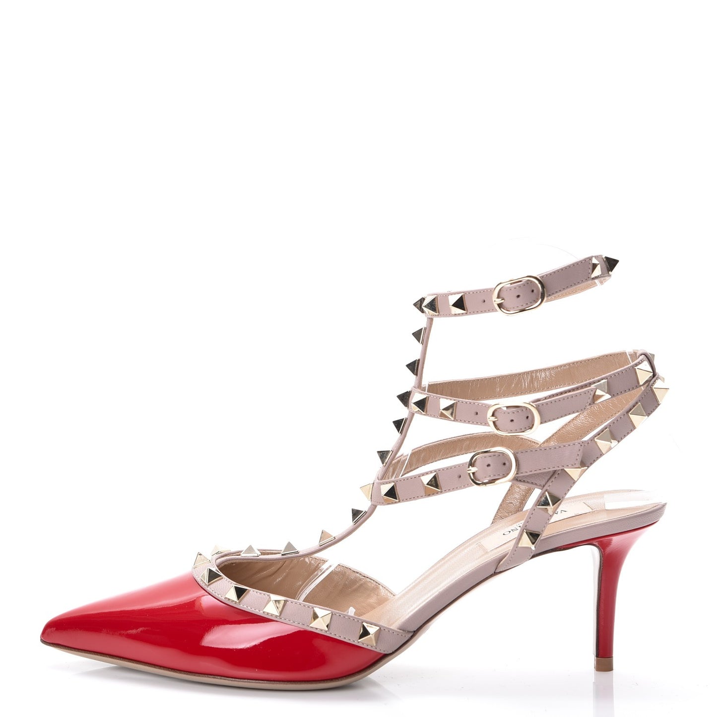 Patent Rockstud Ankle Strap 65mm Pumps 40 Rosso Valentino Poudre