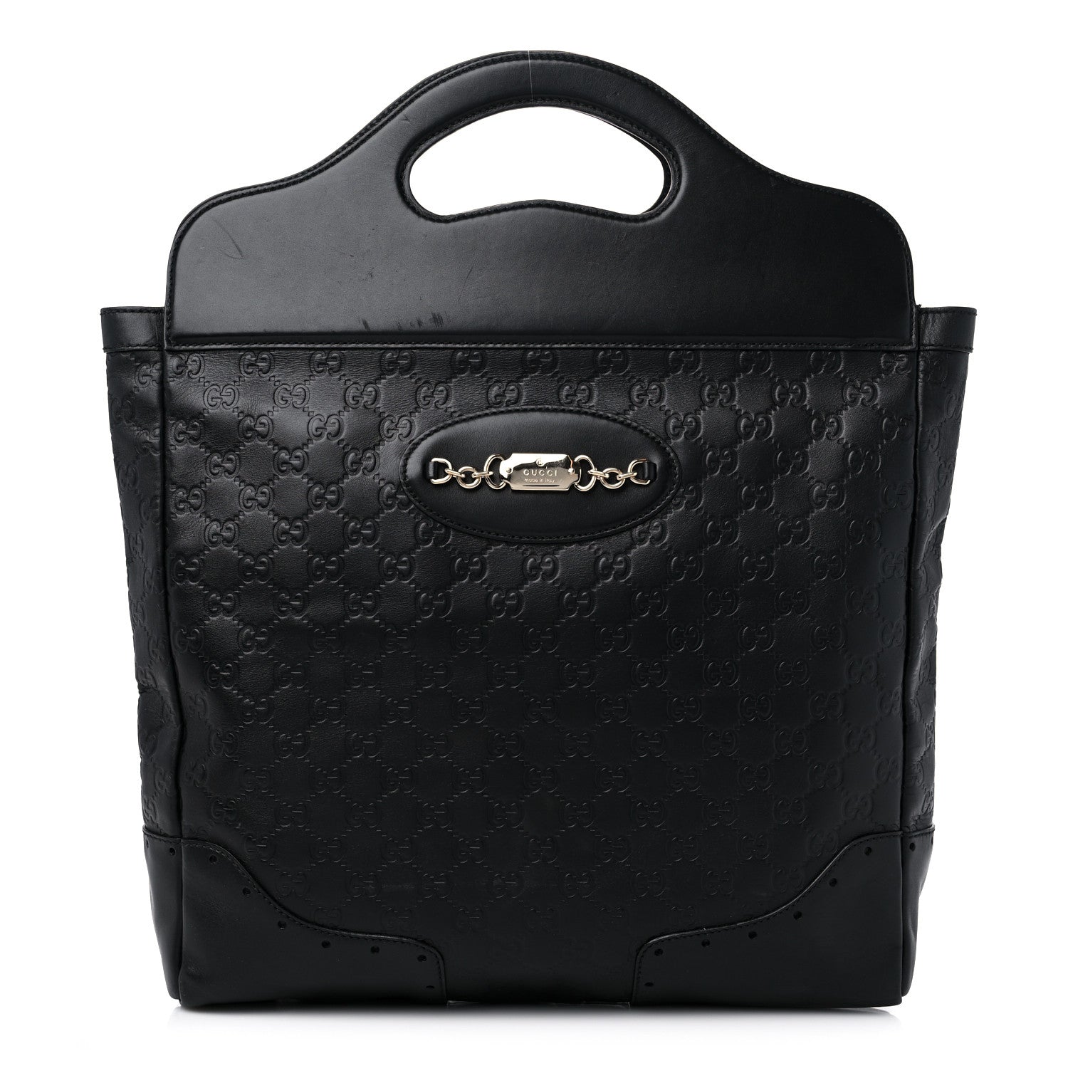 Gucci Guccissima Large Punch Top Handle Tote Black 1 of 12