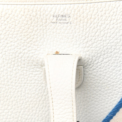 Hermes Taurillon Clemence Amazone Evelyne III PM White Mykonos 6 of 11