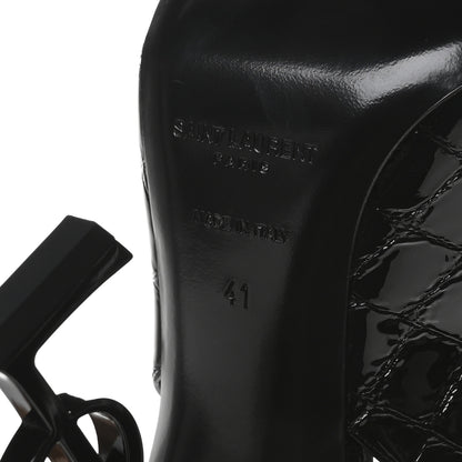 Saint Laurent Patent Crocodile Embossed Opyum 110 Slingback Pumps 41 Black 7 of 9