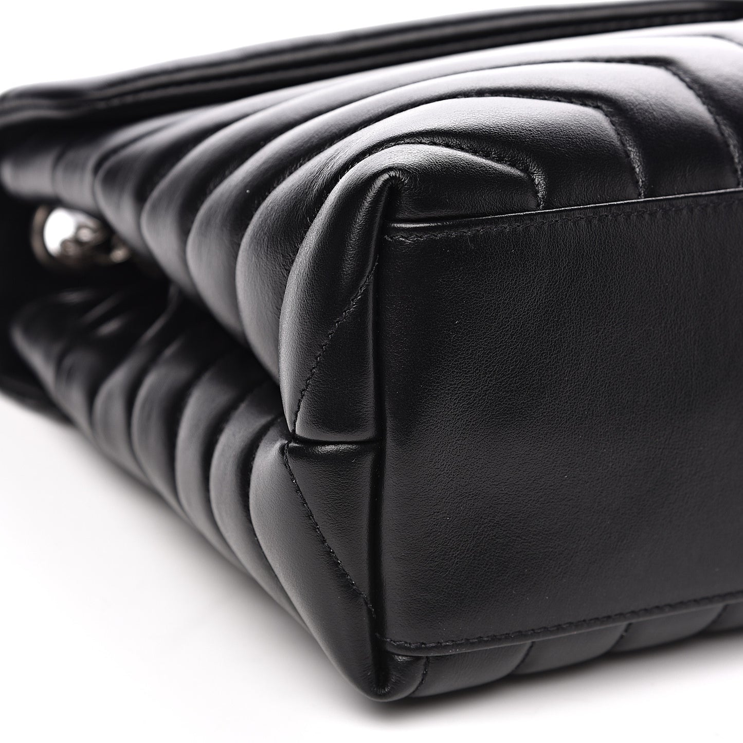 Calfskin Y Quilted Monogram Medium Loulou Chain Satchel Black