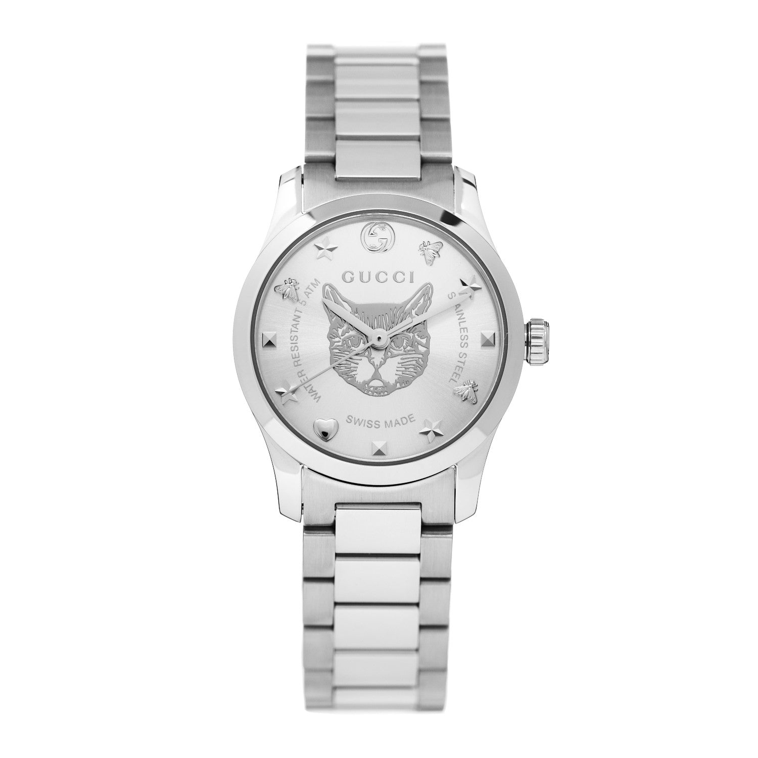 Gucci Stainless Steel 27mm G-Timeless Cat Quartz Watch 1 of 5