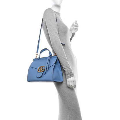 Gucci Calfskin Small GG Marmont Top Handle Bag Clear Sky Blue 2 of 11